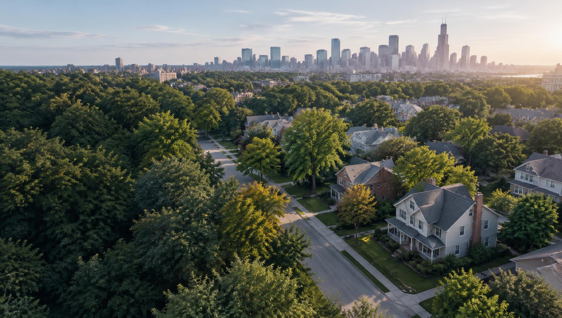 Residential properties and a city skyline, illustrating real estate collateral